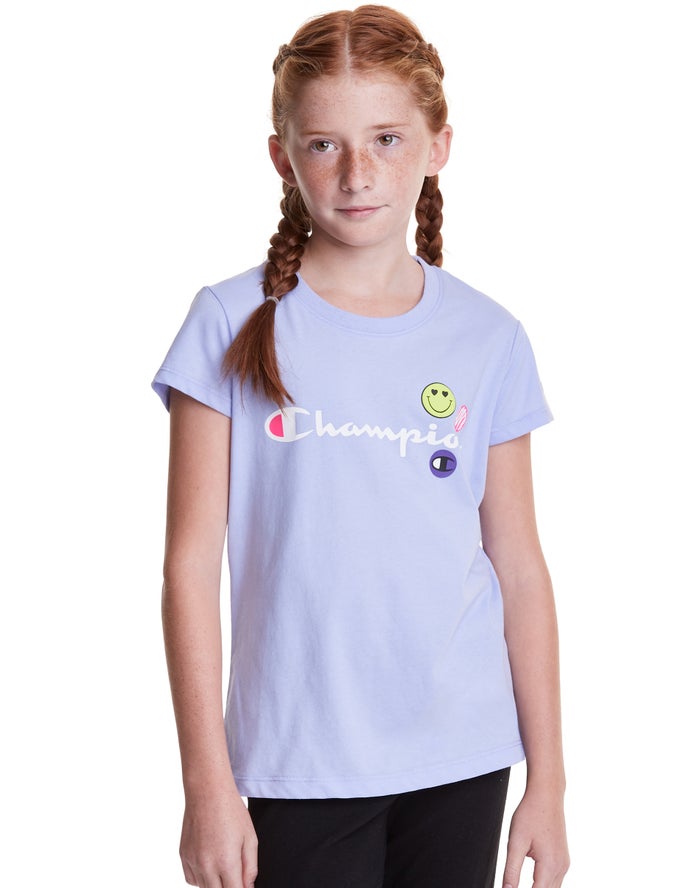 Champion Classic Smiley Face Kiz Çocuk Tişört Açık Mor ( BMZKGV638 )